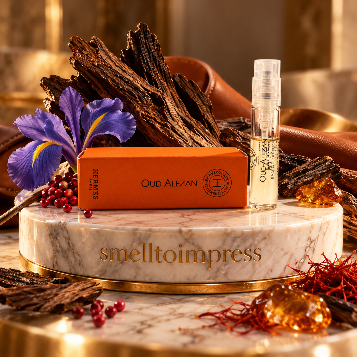 image of Hermes Hermessence Oud Alezan 2ml 0.06fl.oz. official perfume samples fragrance tester